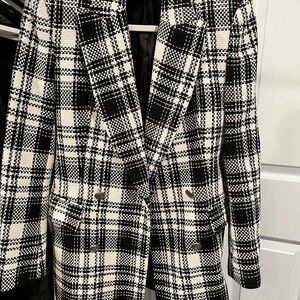 Zara Black and White Checkered Blazer